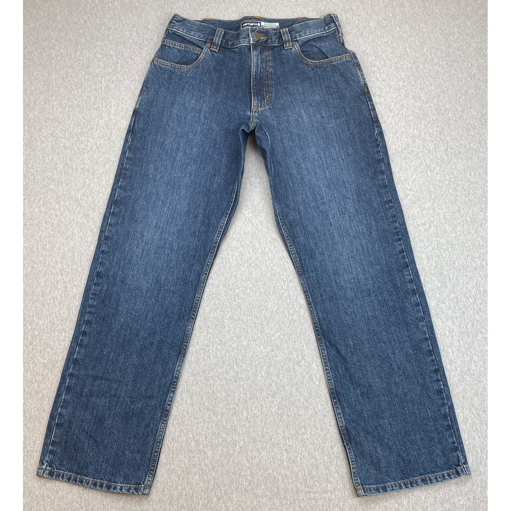 Carhartt Jeans Mens 31 x 32 Blue 100% Cotton Relaxed Fit Straight BD5199-M
